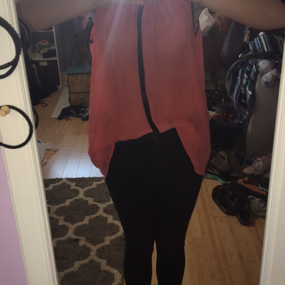 Sheer button up sleeveless top